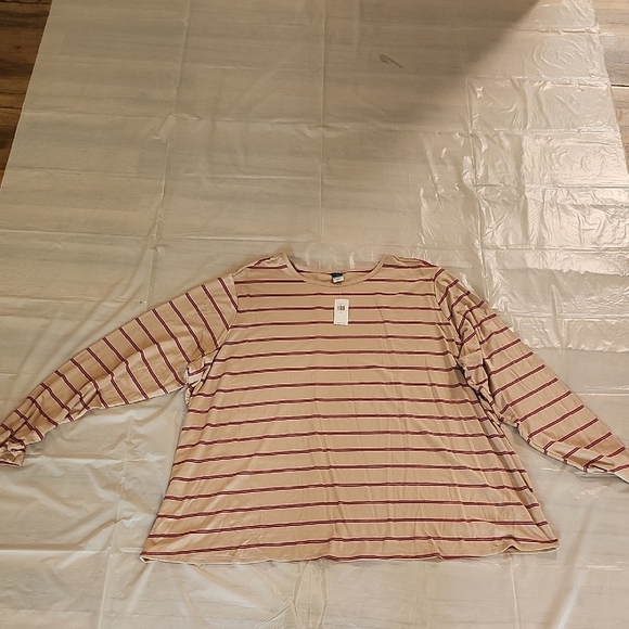 Old Navy Beige and Red Striped Top - Picture 1 of 8